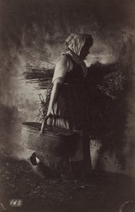 バスケットと干し草を運ぶ女性の農民、c。 1870年。 作： Auguste Giraudon