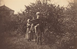2 人の女性とロバ、1870 年代後半。 作： Auguste Giraudon