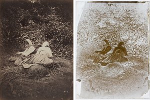 座っている 2 人の農民の少女 作： Auguste Giraudon