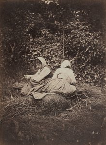 座っている 2 人の農民の少女 作： Auguste Giraudon
