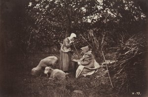 2 頭の羊と休む 2 人の羊飼い 作： Auguste Giraudon