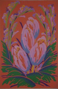 花模様のモチーフ（A. Levy著「Formes et couleurs: vingt planches en couleurs contenant soixante-sept motifs décoratifs」（Librarie Centrale des Beaux-Arts, Paris）より 作： Auguste H. Thomas