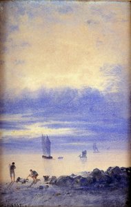 海の風景、サンマロビーチ（紙にトイレ） 作： Auguste Herst