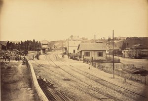 踏切と駅、ラルブレスル 作： Auguste Hippolyte Collard