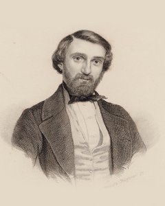 作曲家ジュゼッペ・ヴェルディの肖像 1813-1901年、c. 1850年。 作： Auguste Hüssener