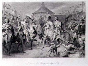 1520年6月24日、金の布のフィールドでの会合、ミリンの刻印（エングレービング） 作： Auguste Hyacinthe (after) Debay