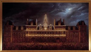 ルイ フィリップ 1 世の饗宴のための市庁舎のイルミネーション (5 月 1 日) 作： Auguste Jean Simon Roux