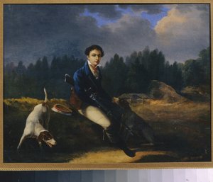 グリーンランプ協会の創設者、ニキータ・フセヴォルシスキー (1799-1862) の肖像。 （ロシア文学協会）。 Auguste Joseph Desrnod (1788-1840) の絵画、キャンバスに油彩 作： Auguste Joseph Desarnod