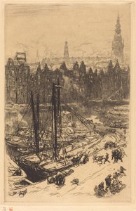 ビクトリアホテルから見たアムステルダム (アムステルダムビューデビクトリアホテル) 作： Auguste Lepere