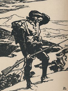 1919年のライン平原を見るアルパインハンター 作： Auguste Louis Lepère