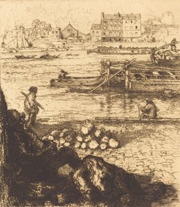 ドックマン、ラ ガール ル ドバルデュールの桟橋、ケ ドゥ ラ ガール、1894 年。 作： Auguste Lepere