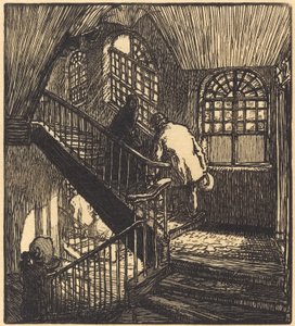 シャトー ルージュがあった家の階段、1901 年に公開。 作： Auguste Lepere