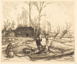 In the Deluged Marsh - The Shepherd (Au marais inonde - Le berger) 作： Auguste Lepere