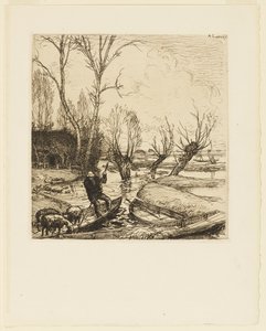 In the Deluged Marsh - The Shepherd (Au marais inonde - Le berger) 作： Auguste Lepere