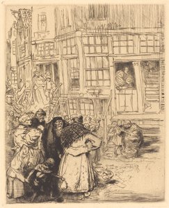 アムステルダムのユダヤ人街。 作： Auguste Lepere
