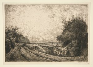 La Houssoye (Cr?v ex?sur-le-Grand) への道 (La Houssoye [Crevecoeur-le-Grand] からのルート) 作： Auguste Lepere