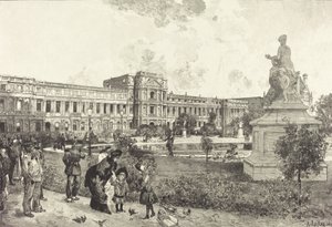 解体前のチュイルリー宮殿の廃墟、1883年。 作： Auguste Lepere