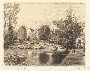 古い歩道橋、小さなモランの銀行 (Vieille passerelle, bords du petit morin) 作： Auguste Lepere