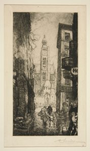 Rue de la Montagne Sainte-Geneviève、パリ 作： Auguste Lepere