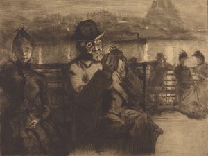 セーヌ川、夜、1888年。 作： Auguste Lepere