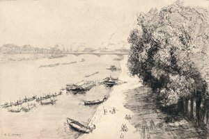 ポンナショナルのセーヌ川、1915年 作： Auguste Louis Lepère