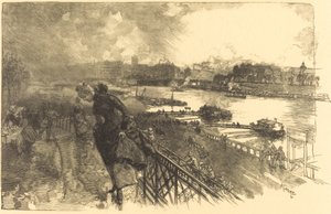 アウステルリッツ橋近くのセーヌ川 作： Auguste Lepere
