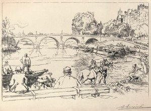 ポンマリーの水飲み場、1915 作： Auguste Louis Lepère