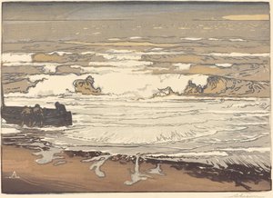 広がる波、1901 年 9 月の洪水 (Les Vagues deferlent) 作： Auguste Lepere