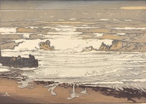 広がる波、1901 年 9 月の洪水 Les Vagues deferlent、1901 年。 作： Auguste Lepere