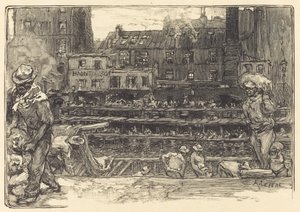 荷降ろし、サン マルタン運河 しっくいの荷降ろし、サン マルタン運河、1890 年。 作： Auguste Lepere