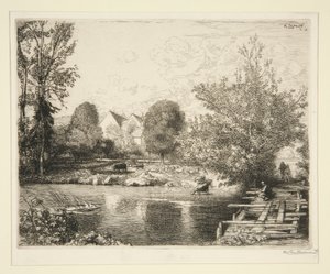 Vieille passerelle, bords du petit Morin (古い歩道橋、小さなモランのほとり) 作： Auguste Lepere