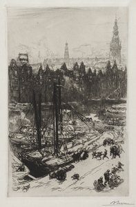 アムステルダム、ビクトリア ホテルの眺め 作： Auguste Louis Lepère