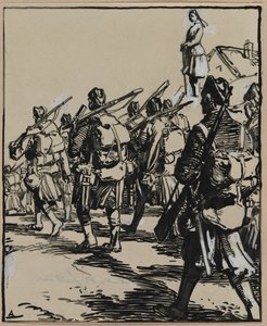 国境の戦い: イギリス兵のグループ 作： Auguste Louis Lepère