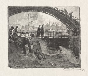カナル セント マーチン ロック 作： Auguste Louis Lepère