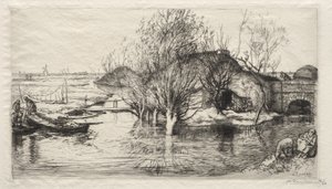 浸水した小屋 作： Auguste Louis Lepère