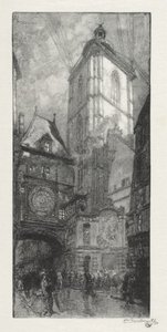イラスト入りルーアン：大時計 作： Auguste Louis Lepère