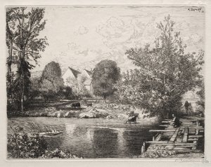 古い歩道橋 作： Auguste Louis Lepère