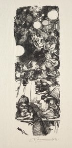 7月14日、ベルヴィル通り、真夜中 作： Auguste Louis Lepère