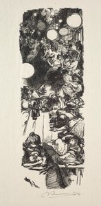7月14日、ベルヴィル通り、真夜中。 作： Auguste Louis Lepère