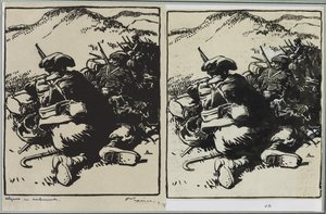 待ち伏せのアルピン、1914年。 作： Auguste Louis Lepère