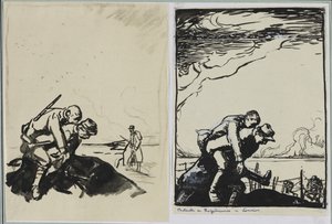 1914年、ロレーヌでのロゼリーの戦い。 作： Auguste Louis Lepère