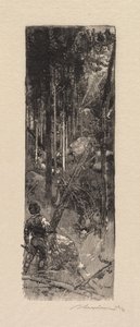 フォンテーヌブローの森：松の伐採 作： Auguste Louis Lepère