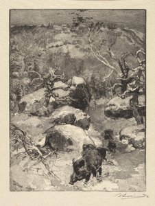 フォンテーヌブローの森：キュヴィエ・シャティヨンの断崖 作： Auguste Louis Lepère