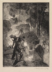 フォンテーヌブローの森：シダのバーナーLaForétde Fontainebleau：シダのバーナー、1890年。 作： Auguste Louis Lepère