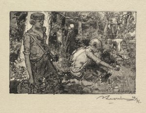 Fontainebleau Forest：Gatherine Lily-of-the-Valley LaForêtde Fontainebleau ...、1890。 作： Auguste Louis Lepère