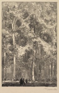 フォンテーヌブローの森: 朝、フォート・ド・マルロットのルートの交差点 (La Forêt de Fontainebleau: Le Matin, Carrefour des Fort de Marlotte) 作： Auguste Louis Lepère