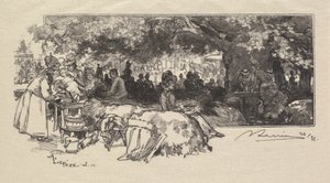 フォンテーヌブローの森：マザーピカルズカンティーンラフォードゥフォンテーヌブロー...、1890年。 作： Auguste Louis Lepère