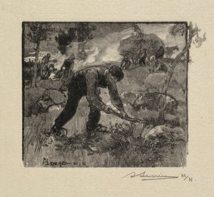 フォンテーヌブローの森：ヘザーを引くラフォーネドフォンテーヌブロー：Arracheurs deBruyères、1890。
