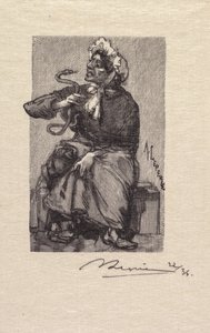 フォンテーヌブローの森：蛇の商人ラフォレドフォンテーヌブロー：マルカンドドゥセルパント、1890年。 作： Auguste Louis Lepère