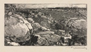 Fontainebleau Forest：The Cirque of Long-Rocher、1888。 作： Auguste Louis Lepère
